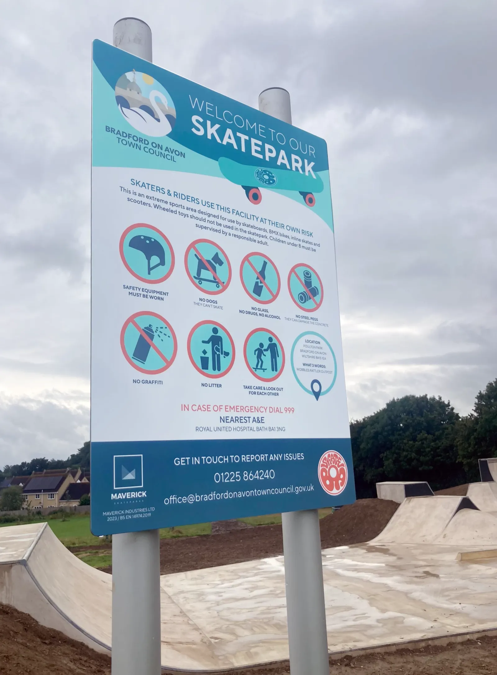 Bradford on Avon skate park signage