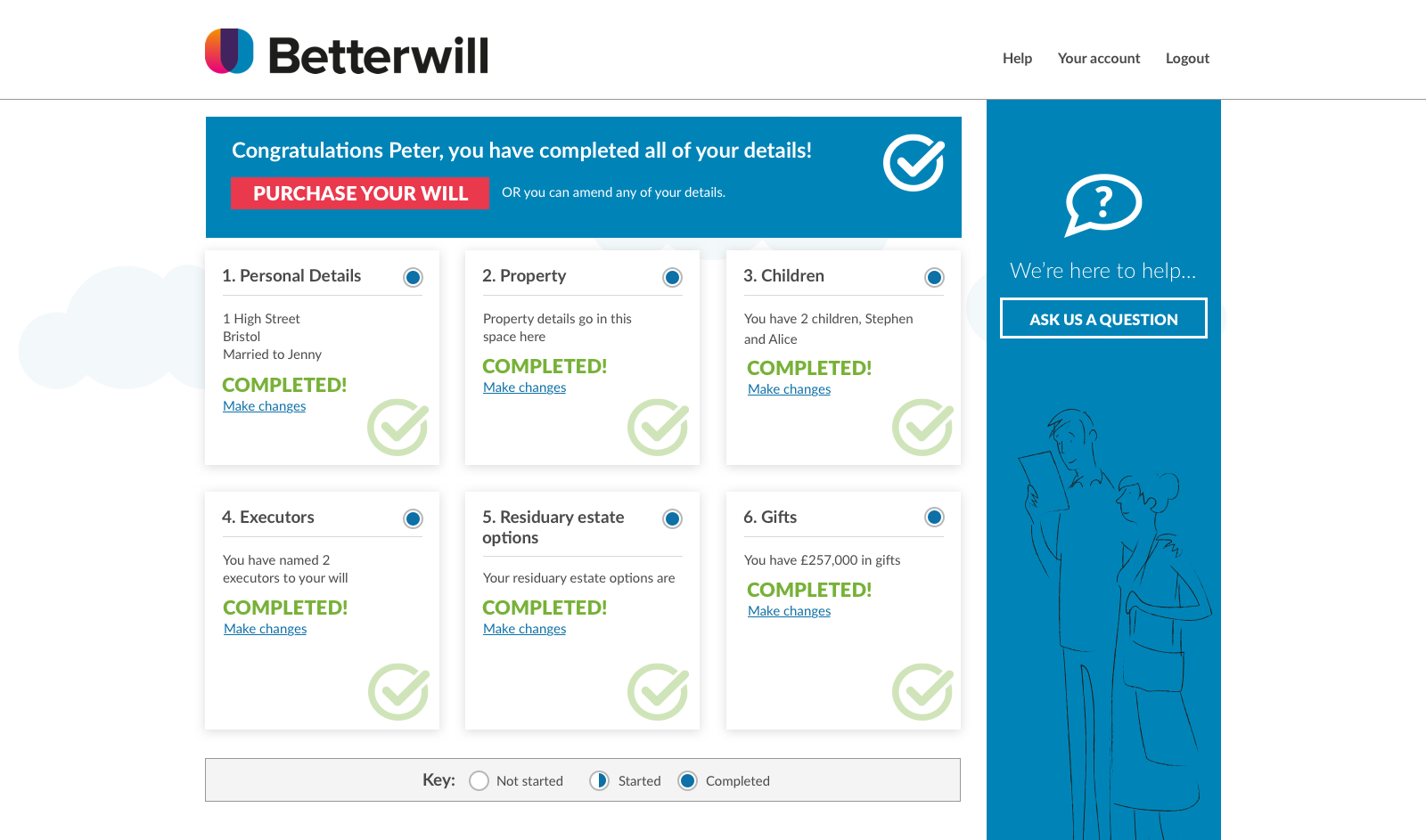 Betterwill dashboard